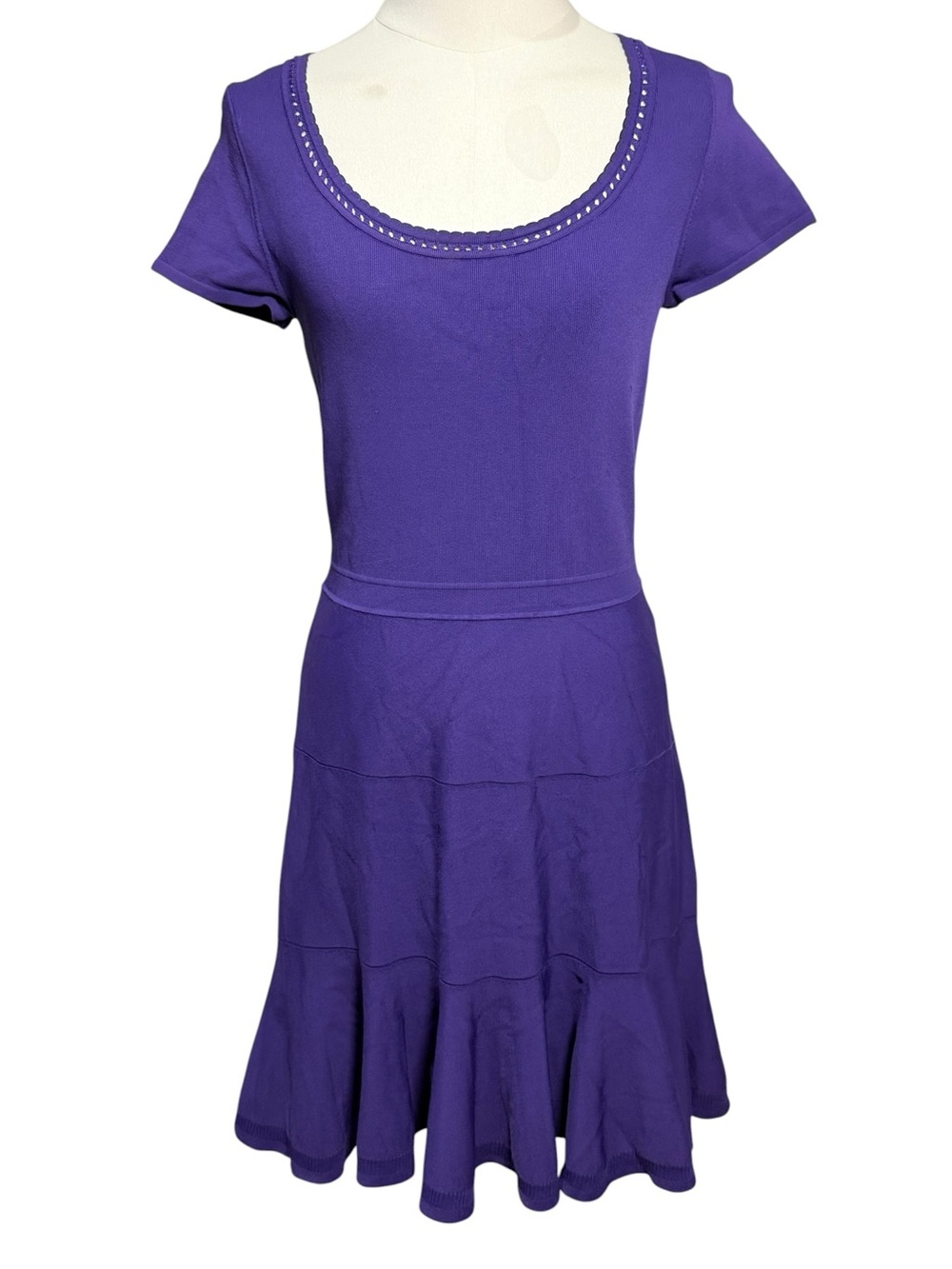Diane von Furstenberg St. Petersburg Fit & Flare Knit Dress Purple M/L - Picture 2 of 11
